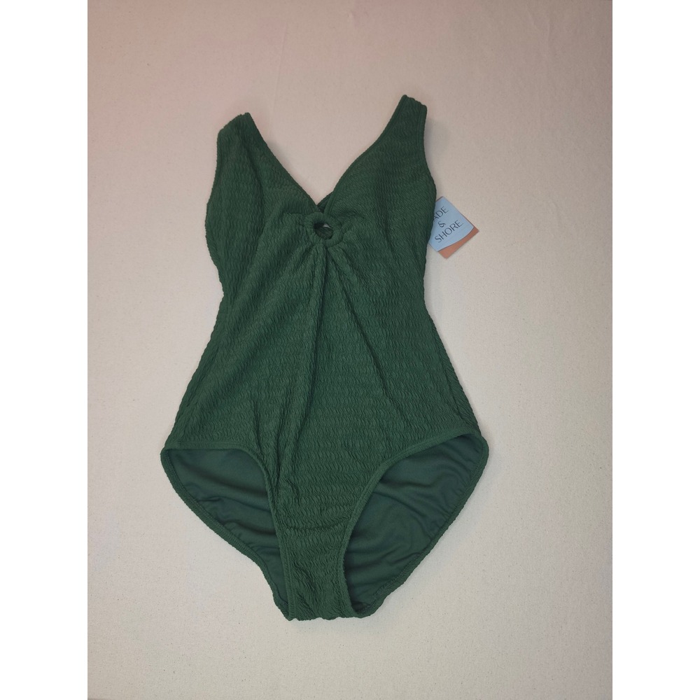 Shade & Shore Plunge One Piece Swimsuit Green XS NWT